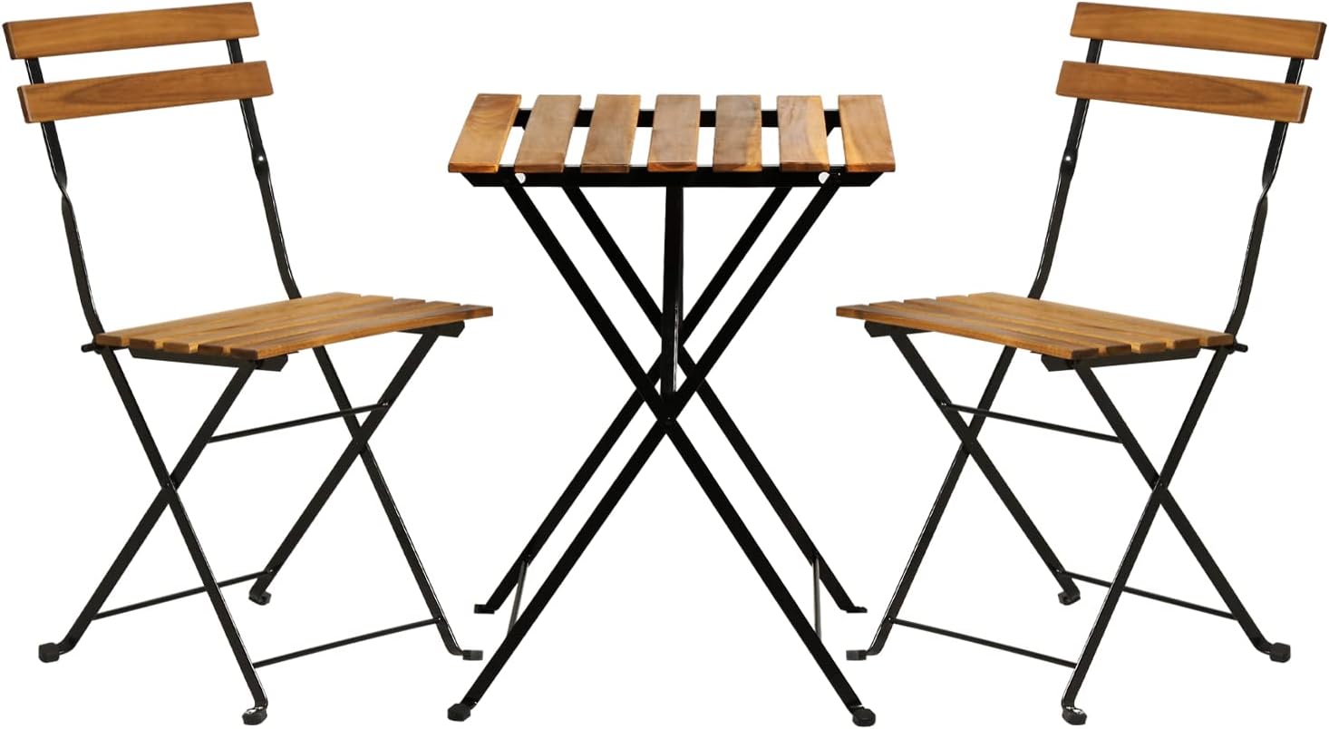 Outdoor Furniture For Patio - 천연 나무 3피스 접이식 파티오 비스트로