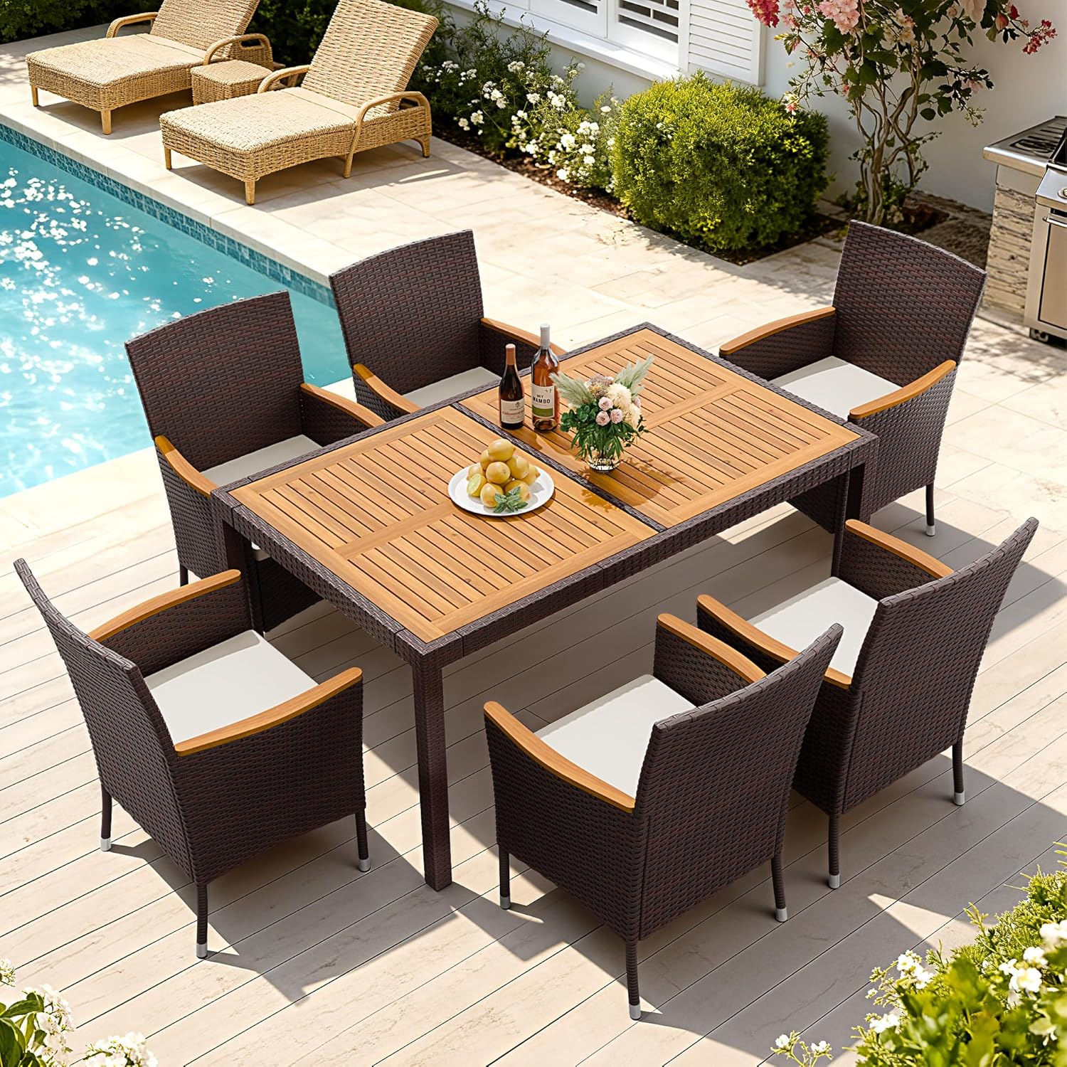 Outdoor Furniture On Sale - 7피스 파티오 다이닝 세트 아카시아 나무