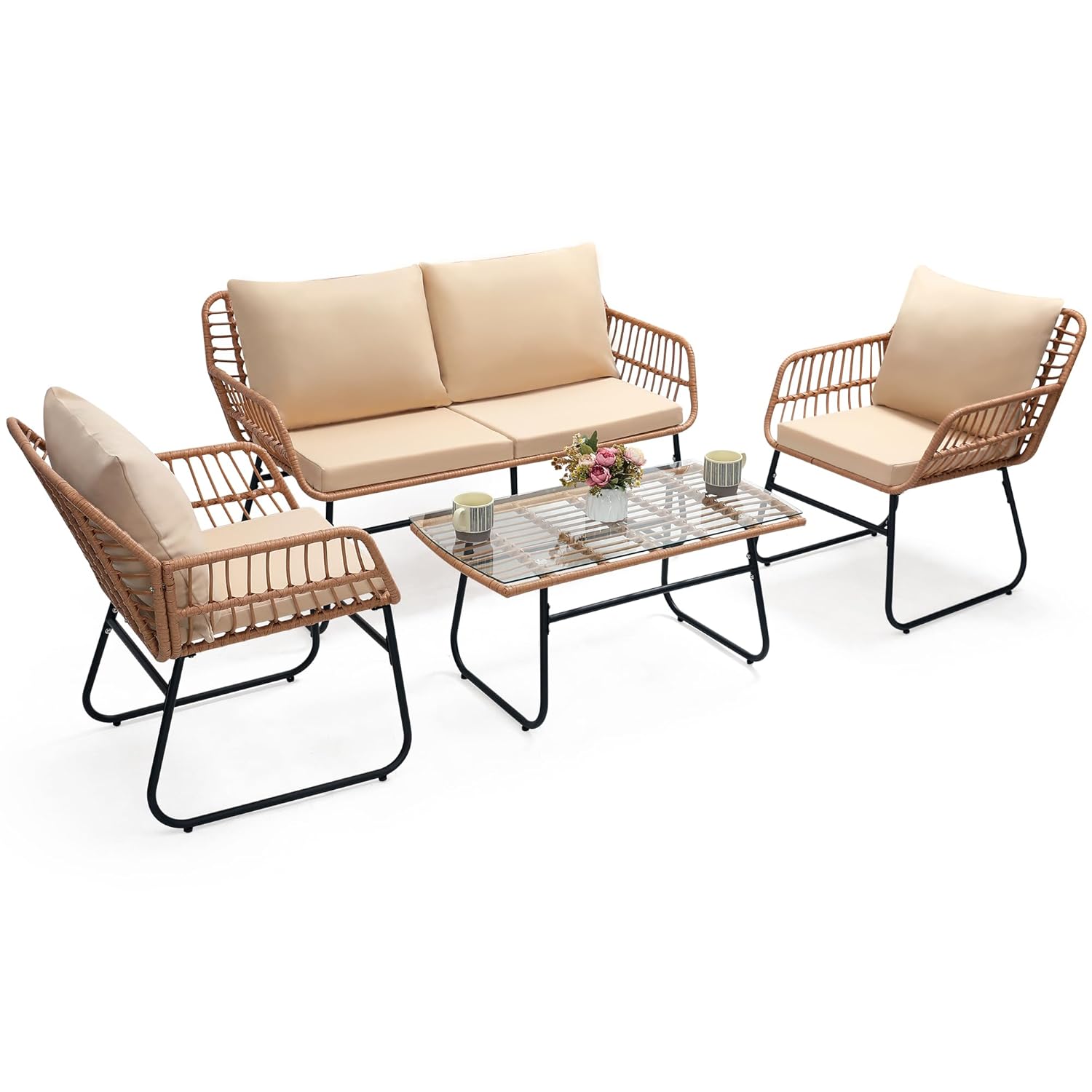 Outdoor Furniture Bali - 4피스 파티오 비스트로 야외 가구 세트,