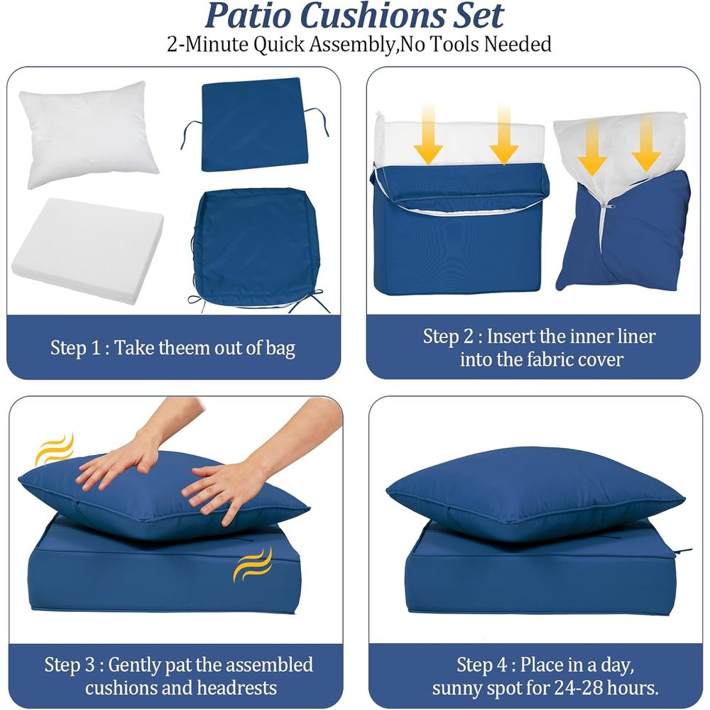 24x24 야외용 딥 시트 쿠션 4개 세트, 야외 가구 - Outdoor Furniture Cushions 리뷰 및 가격