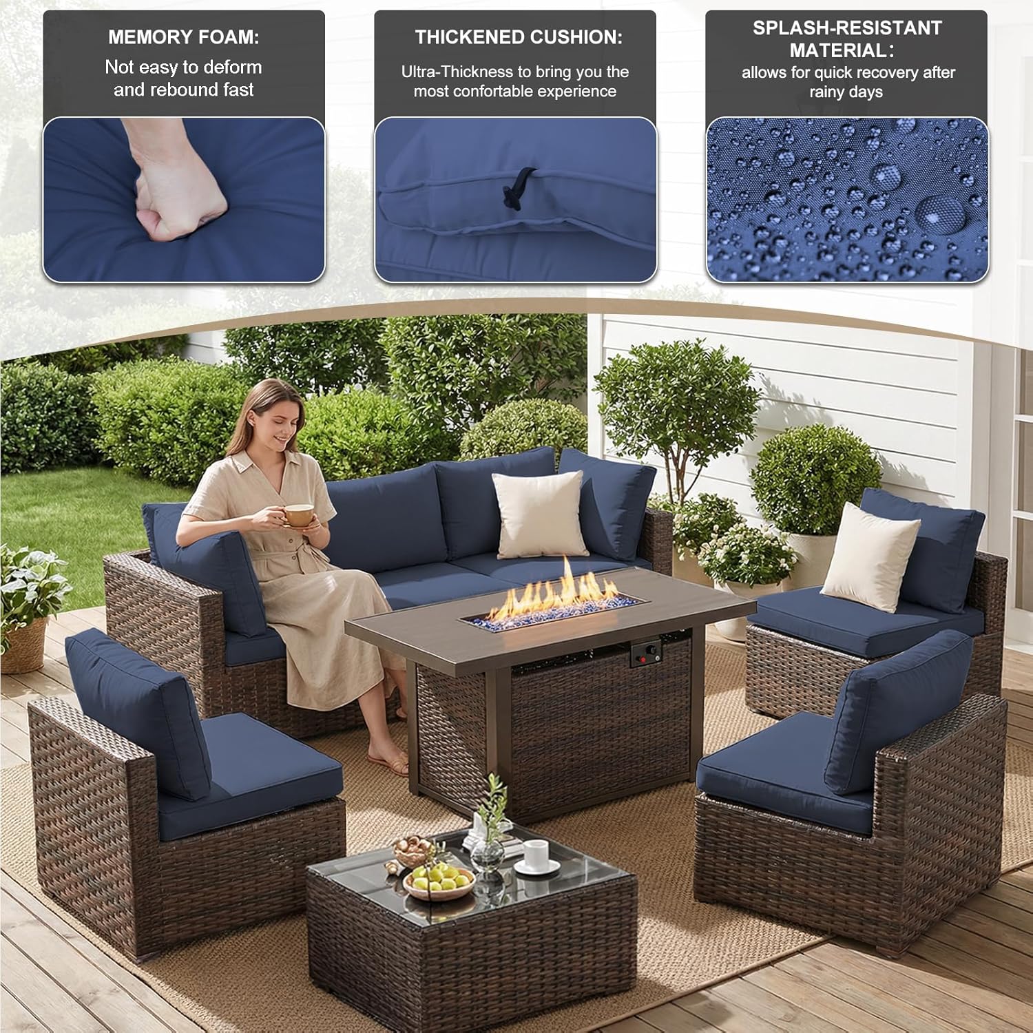 8피스 파티오 가구 세트, 44인치 프로판 라탄 위커  - Outdoor Furniture Bali 리뷰 및 가격