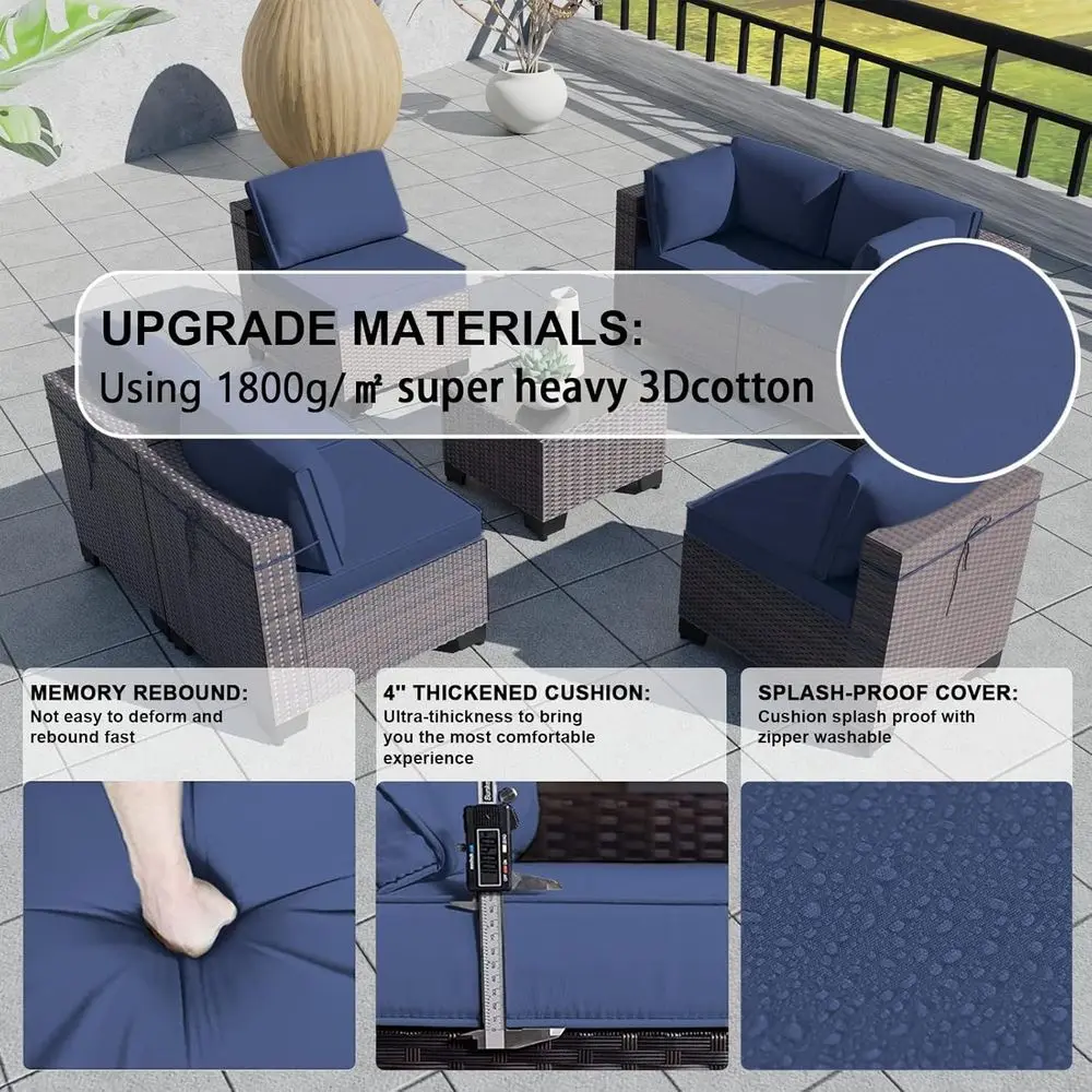 7피스 야외 파티오 가구 세트, 위커 섹셔널 소파, 전 - Outdoor Furniture Balcony 리뷰 및 가격