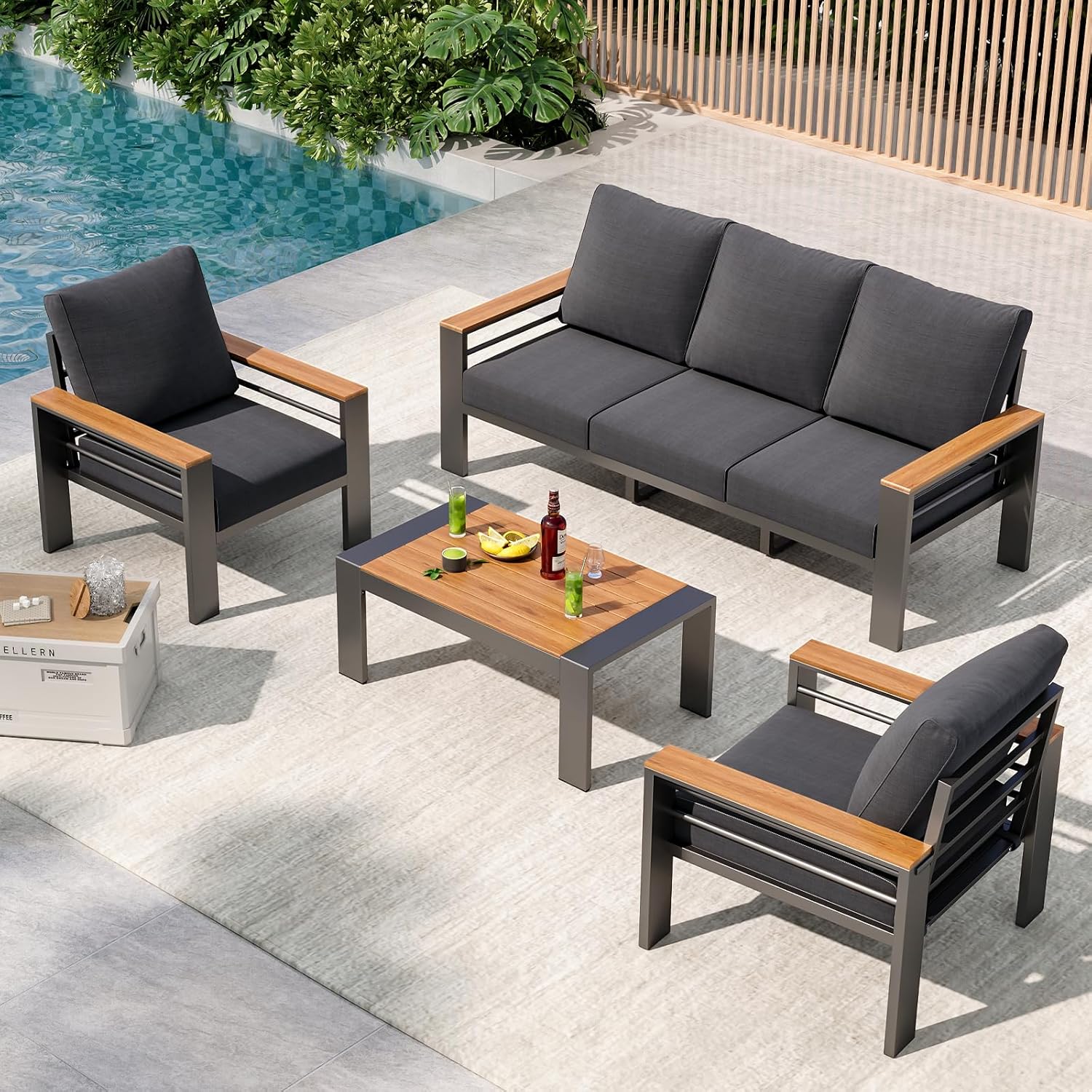 파티오 가구 세트, 대형 좌석이 있는 알루미늄 야외 가 - Outdoor Furniture Bali 리뷰 및 가격