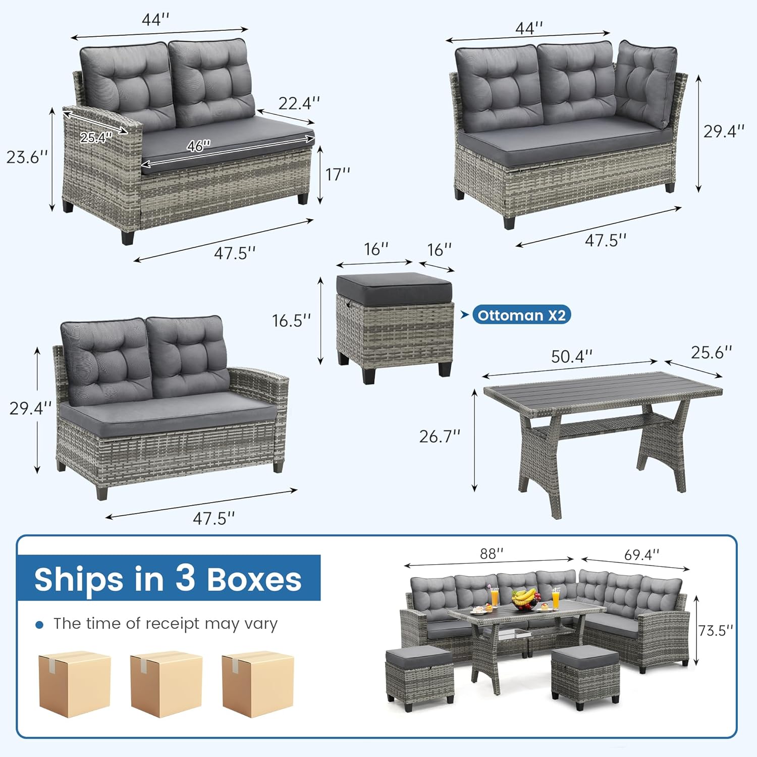 6피스 파티오 가구 세트, 식사 및 대화용 세트, 그레 - Outdoor Furniture Bali 리뷰 및 가격