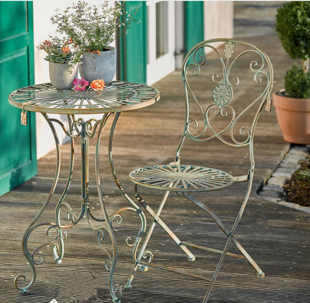 유럽과 프랑스 스타일의 농촌 철 예술 원형 테이블 의자 - Outdoor Furniture Green 리뷰 및 가격