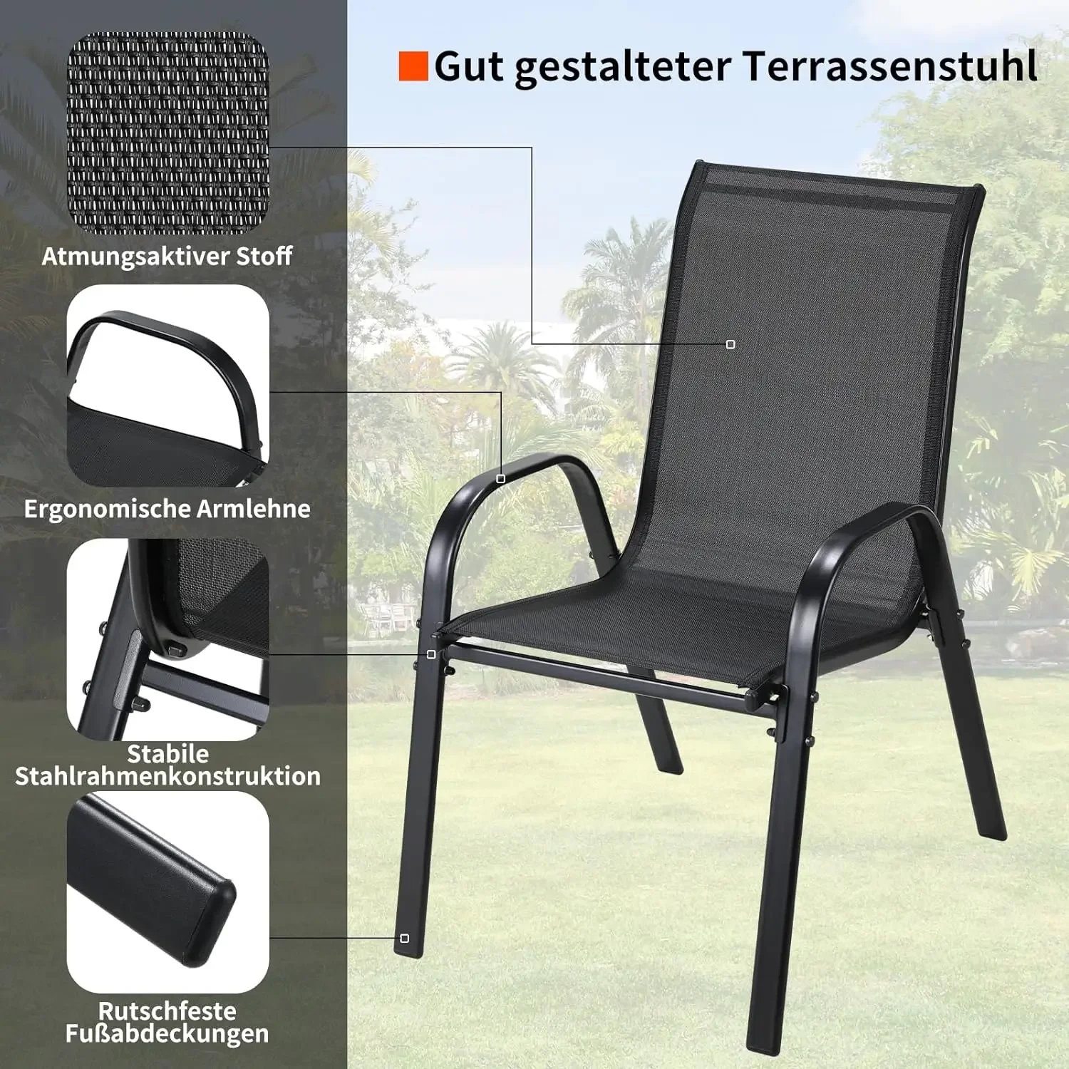 금속 야외 의자 세트 쌓을 수 있는 파티오 Textil - Outdoor Furniture On Sale 리뷰 및 가격