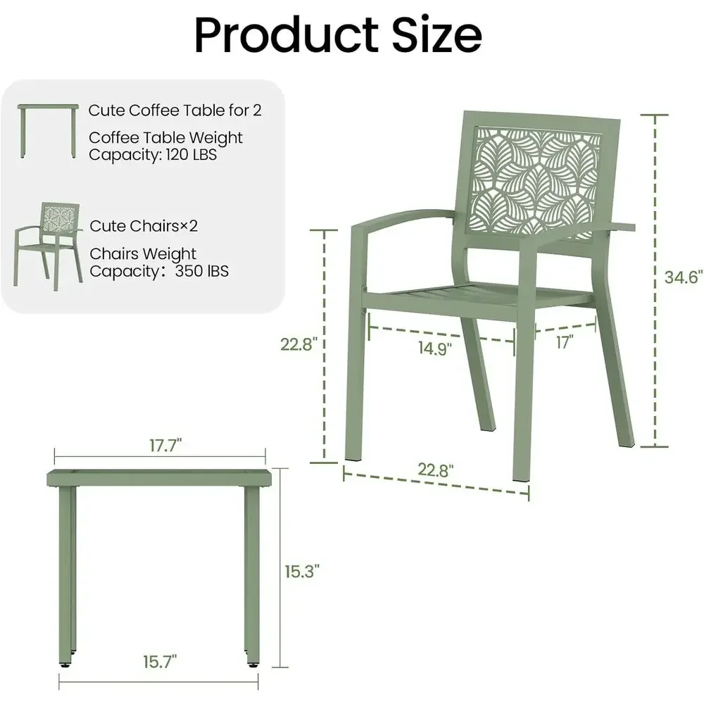 3피스 야외 비스트로 세트, 쌓을 수 있는 강철 가구, - Outdoor Furniture Green 리뷰 및 가격