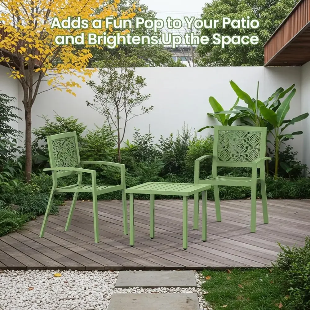3피스 야외 비스트로 세트, 쌓을 수 있는 강철 가구, - Outdoor Furniture Green 리뷰 및 가격