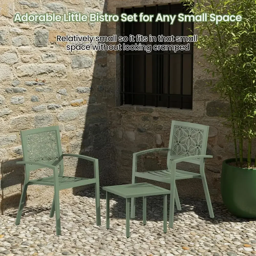 3피스 야외 비스트로 세트, 쌓을 수 있는 강철 가구, - Outdoor Furniture Green 리뷰 및 가격