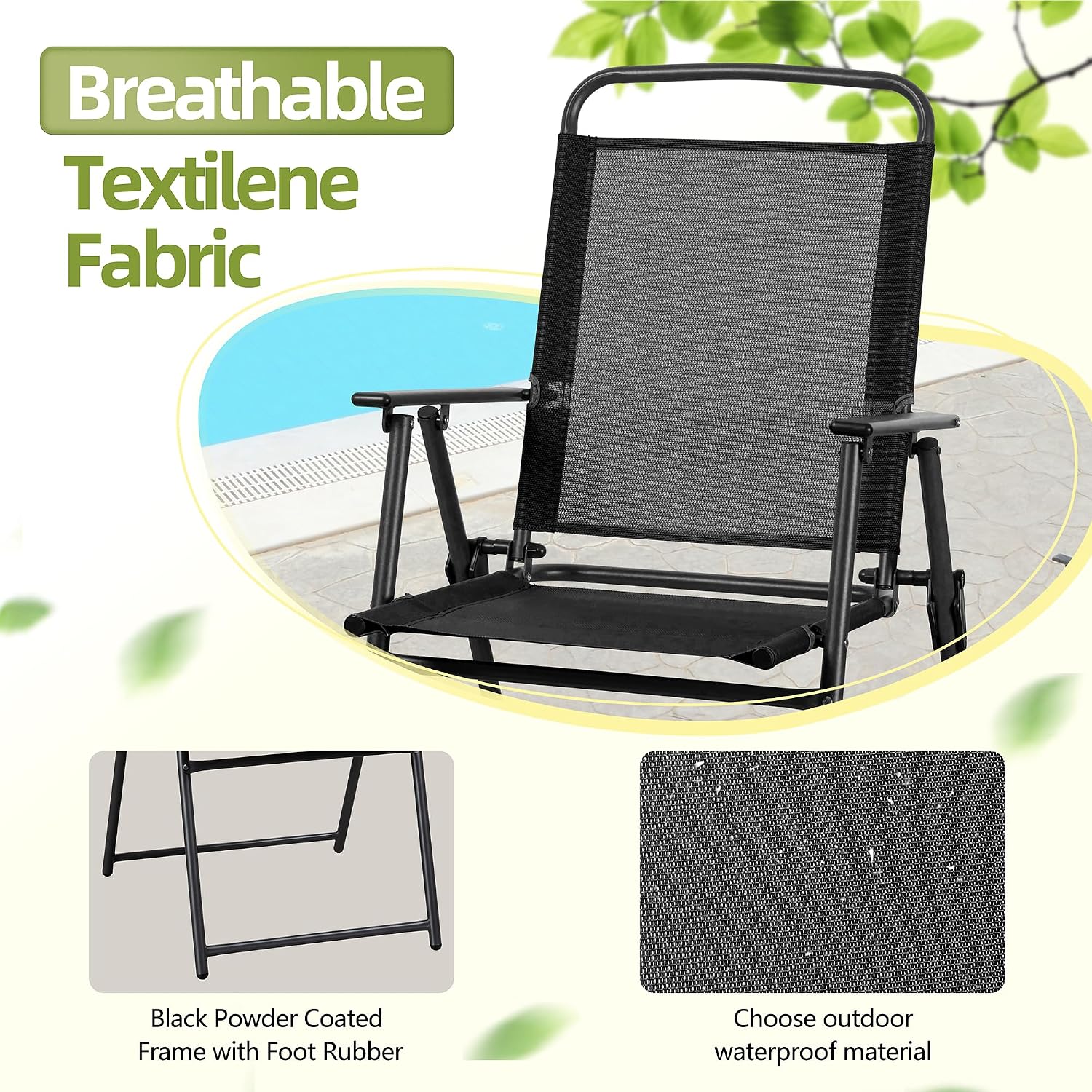 금속 파티오 식탁 세트, 접이식 의자 및 강화 유리 테 - Outdoor Furniture Bali 리뷰 및 가격