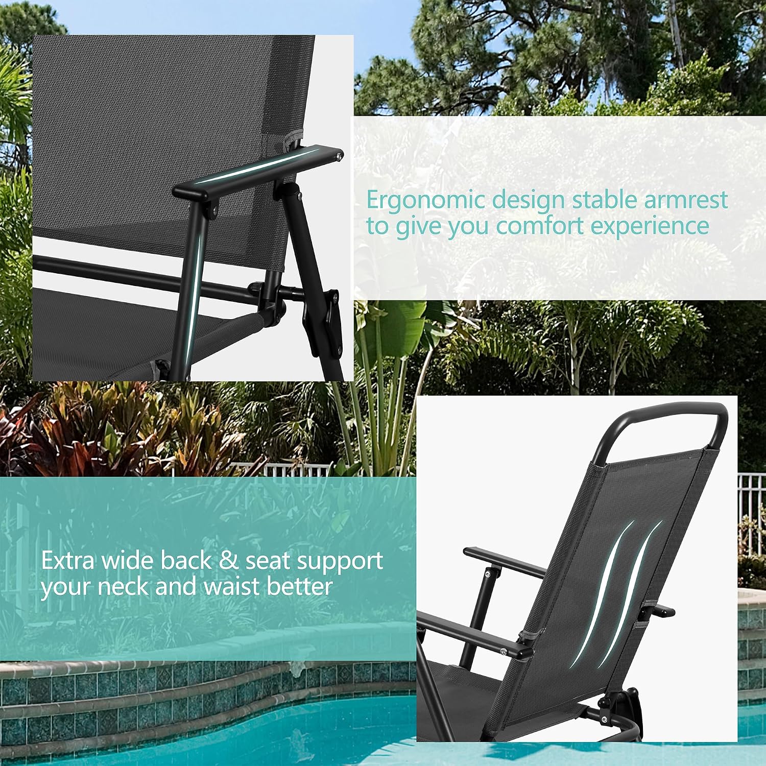 금속 파티오 식탁 세트, 접이식 의자 및 강화 유리 테 - Outdoor Furniture Bali 리뷰 및 가격