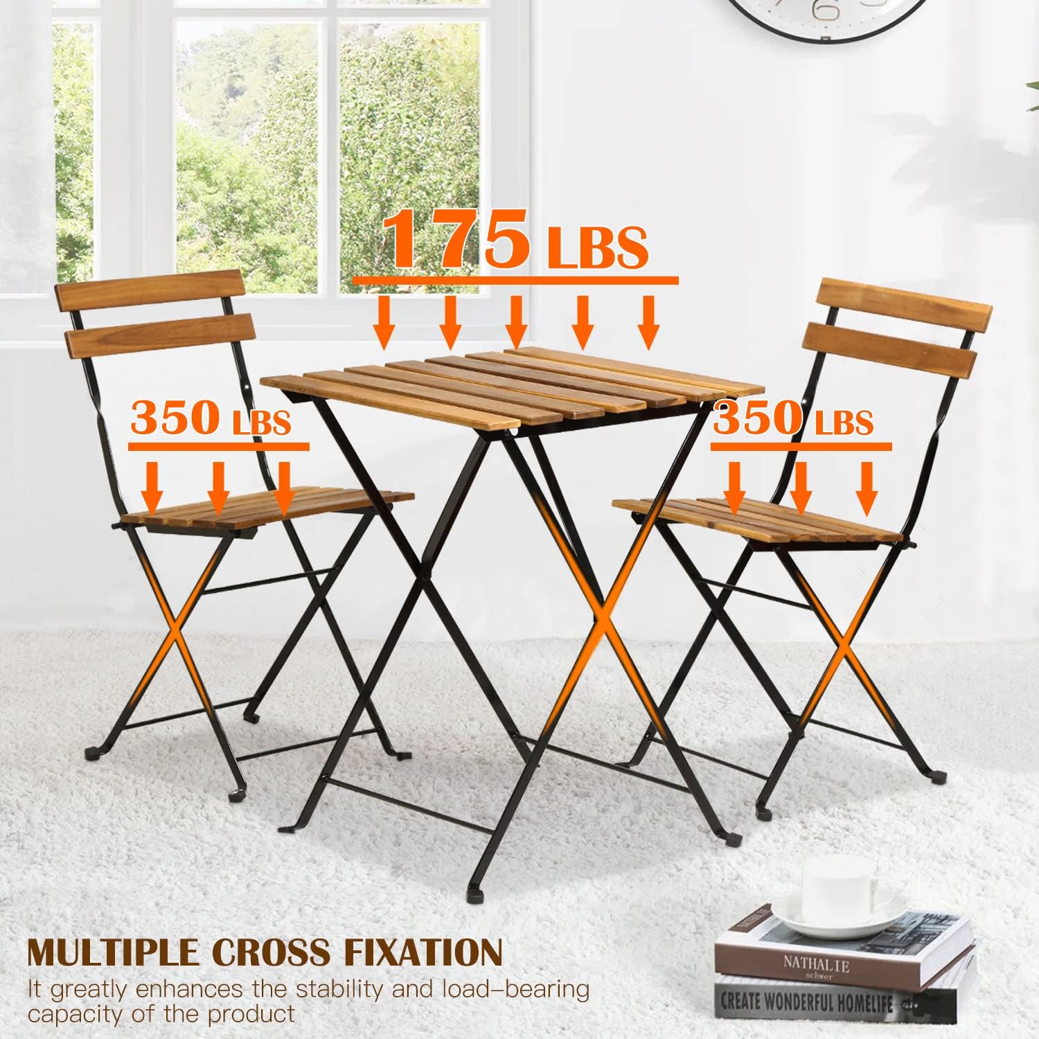 천연 나무 3피스 접이식 파티오 비스트로 세트(테이블  - Outdoor Furniture For Patio 리뷰 및 가격