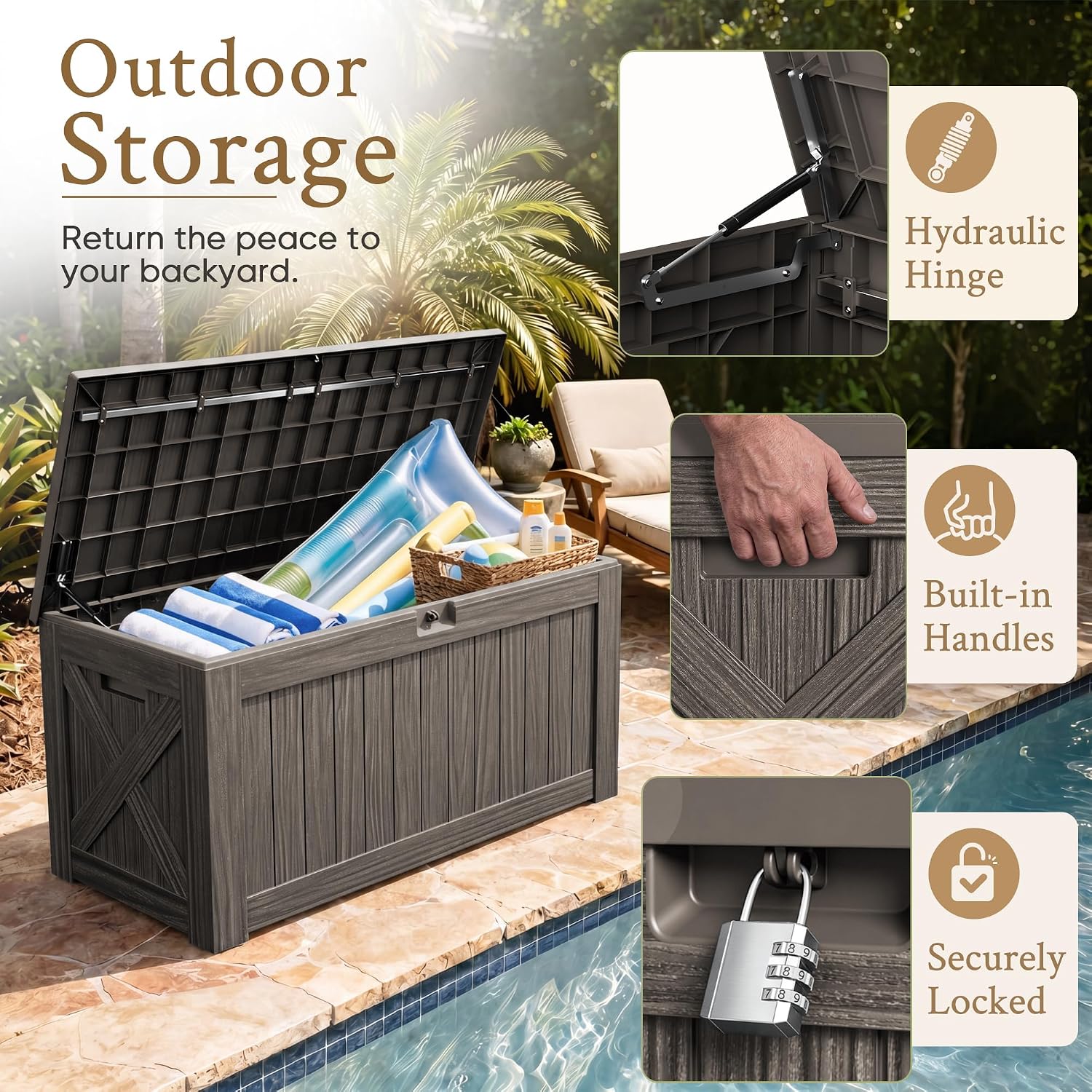 120갤런 대형 데크 박스 야외 보관 캐비닛 방수 레진 - Outdoor Furniture Cushions 리뷰 및 가격