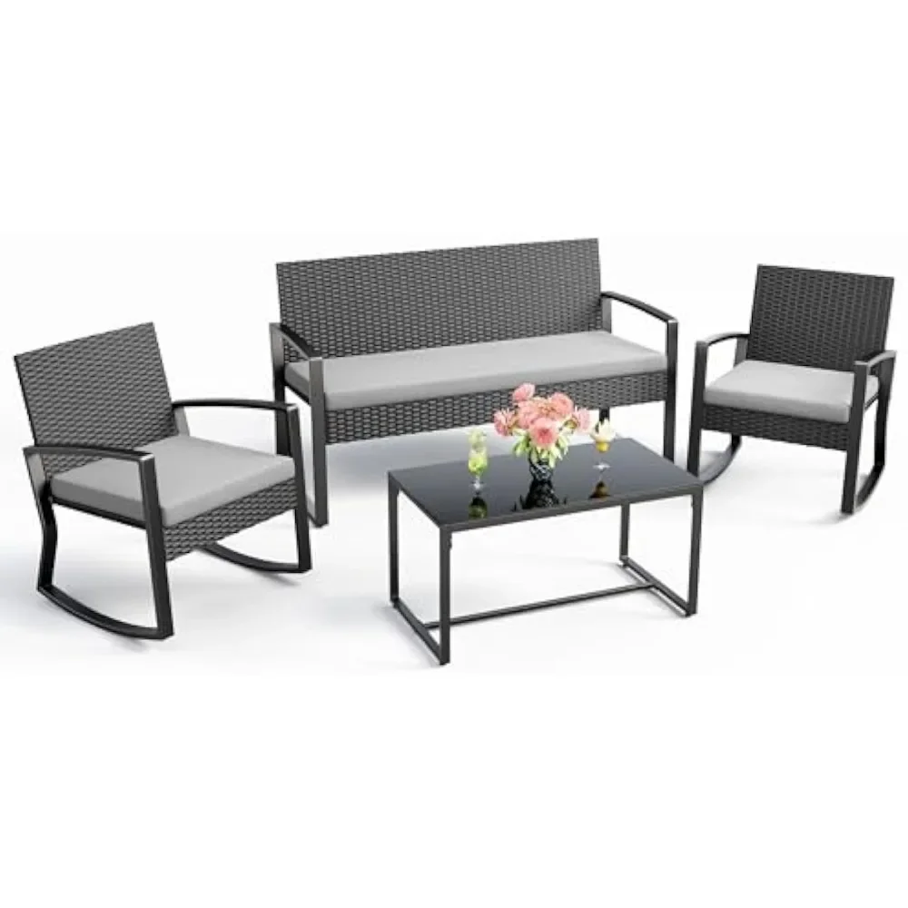 4피스 야외 파티오 가구 세트, 유리 커피 테이블이 있 - Outdoor Furniture On Sale 리뷰 및 가격