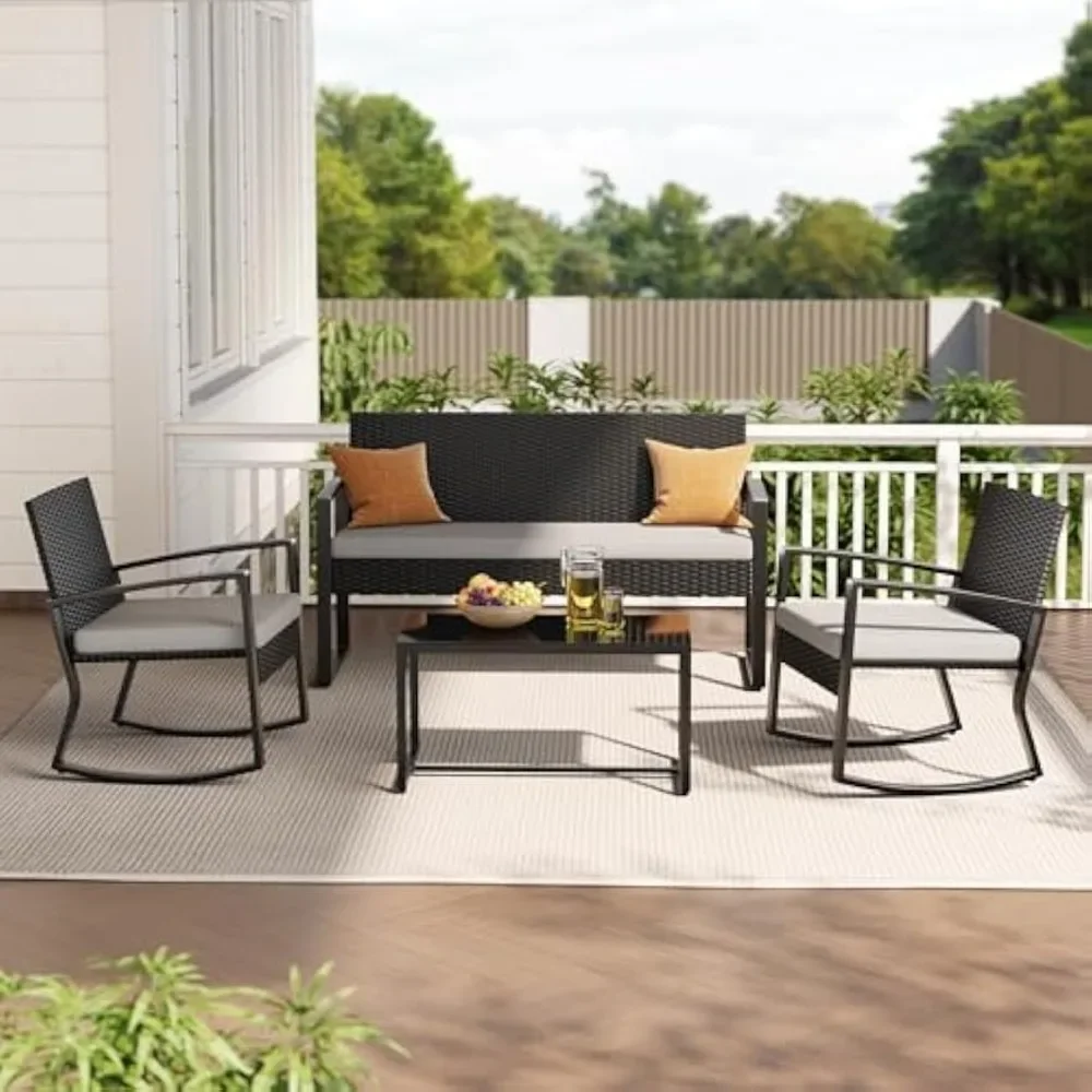 4피스 야외 파티오 가구 세트, 유리 커피 테이블이 있 - Outdoor Furniture On Sale 리뷰 및 가격