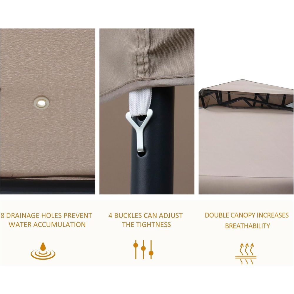 9.6' x 9.6' 파티오 가제보, 2단 지붕과 그물 - Outdoor Furniture For Patio 리뷰 및 가격