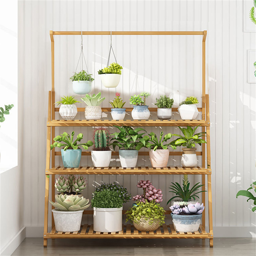 접이식 대나무 식물 스탠드, 화분 선반, 온실 실내 및 - Outdoor Furniture On Sale 리뷰 및 가격