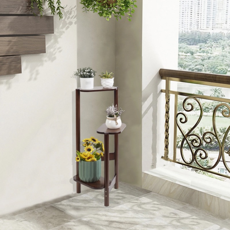 3 계층 대나무 키 큰 코너 식물 랙 화분 스탠드 꽃  - Outdoor Furniture On Sale 리뷰 및 가격