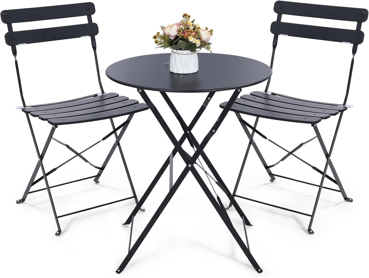 공간 절약형 검정색 3피스 접이식 야외 비스트로 세트, - Outdoor Furniture Balcony 리뷰 및 가격