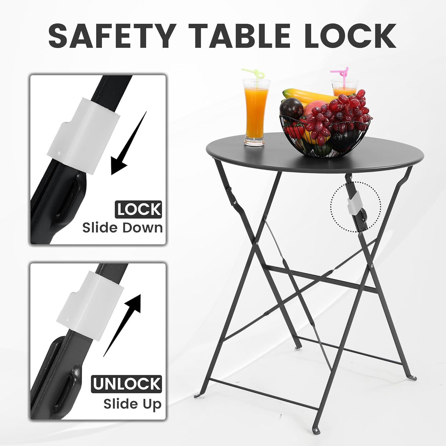공간 절약형 검정색 3피스 접이식 야외 비스트로 세트, - Outdoor Furniture Balcony 리뷰 및 가격