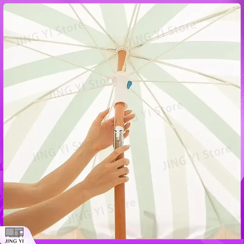 휴대용 녹색과 흰색 줄무늬 프린지 비치 우산 (야외 자 - Outdoor Furniture Green 리뷰 및 가격