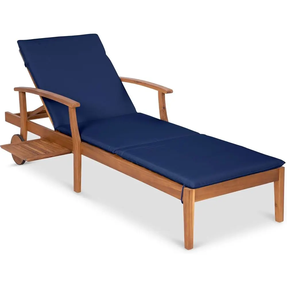 네이비 블루 아카시아 나무 긴 의자형 라운지 의자(슬라 - Outdoor Furniture Without Cushions 리뷰 및 가격