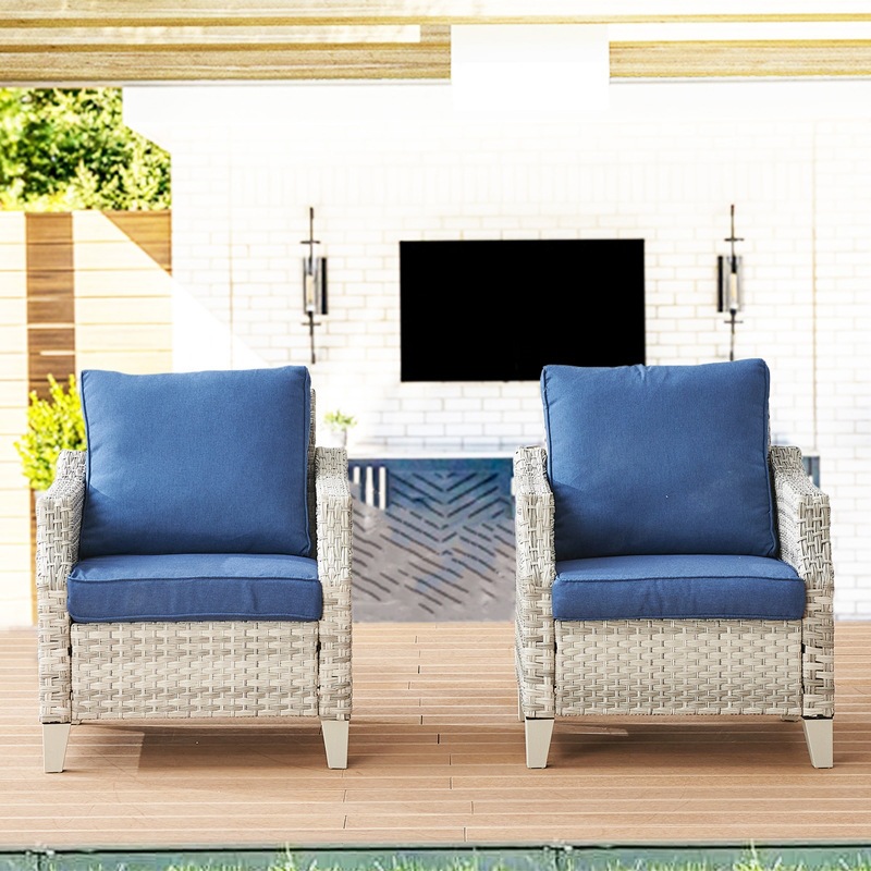 현대적인 PE 라탄 야외 소파 세트 블루 3인용 발받침 - Outdoor Furniture Quick Dry 리뷰 및 가격