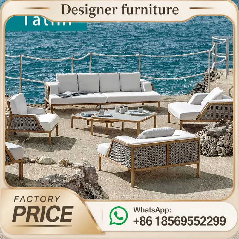야외 티크 소파 세트 방수 로프 직조 목재 가구 (빌라 - Outdoor Furniture Balcony 리뷰 및 가격