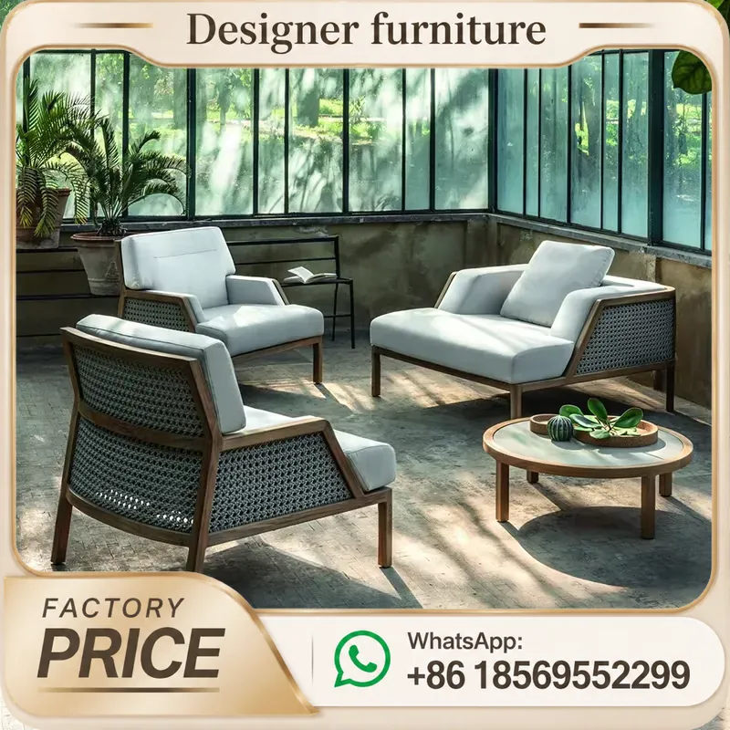 야외 티크 소파 세트 방수 로프 직조 목재 가구 (빌라 - Outdoor Furniture Balcony 리뷰 및 가격